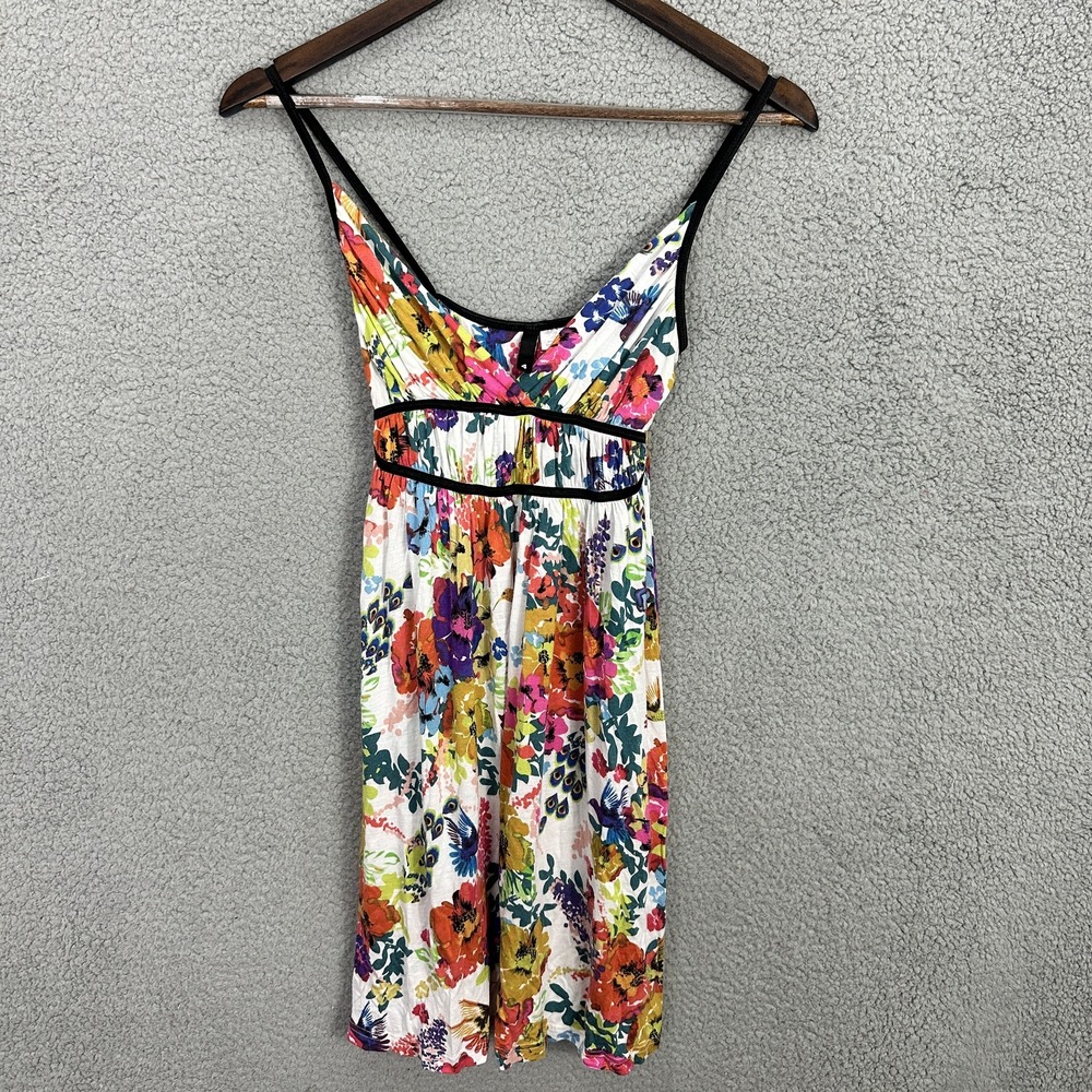 H&M Babydoll Dress Womens 4 White Floral‎ Empire Waist Boho Y2K Cottagecore